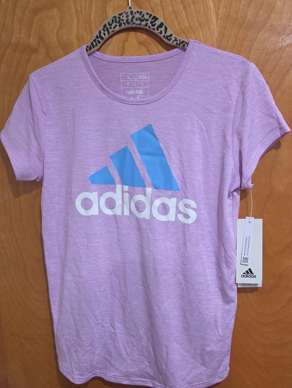 adidas Light Pink Tee with Blue Logo